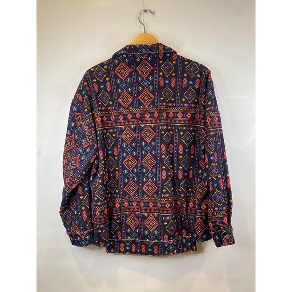 Savanna Jane Maisie Black Multi Colored Aztec Patterned Corduroy Jacket Size 1X - Picture 4 of 8